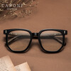 Zeiss (ZEISS) lenses are optional for myopia glasses for men and women, color-changing anti-fog and anti-blue light radiation flat mirrors, wood grain legs, large frame with degree, black frame wood grain legs - 0 degree CAPONI anti-blue light flat mirrors