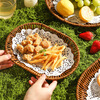 Sheli imitation rattan woven snack basket snack plate French fries plate fried chicken dinner plate home fruit basket restaurant snack plate steamed bun basket round shallow basket - large (diameter 28.5cm)