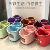 Thickened hand-pressed plastic mop bucket with wheels, rotating squeeze bucket, lazy person's water-free mopping artifact, rectangular portable wide dehydration bucket, cleaning single bucket, pressed dry mop bucket, newly upgraded cooked glue, thickened and resistant to falling, light blue