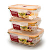 LOCK&LOCK heat-resistant glass crisper, microwave lunch box, lunch box for office workers, students, lunch box, fruit meal crisper bowl, three-piece set