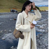 ONEDEW International Brand Double-sided Cashmere Woolen Coat Women's Mid-Length Autumn and Winter New Style Korean White Woolen Coat Oatmeal White Gift Box + JD Home Delivery S (Recommended 106-115 catties)