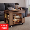 Solid wood coffee table liftable sofa side table side cabinet tea table mid-century style movable living room coffee table table walnut color solid wood lift coffee table