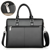 Kangaroo men's bag briefcase men's handbag laptop bag business casual shoulder crossbody men's leather bag file bag black 14 inches