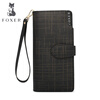 Golden Fox Women's Wallet Long Spring and Summer New Korean Style Cowhide Multifunctional Wallet Mobile Phone Zipper Clutch Women's Cowhide Bag Black
