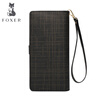 Golden Fox Women's Wallet Long Spring and Summer New Korean Style Cowhide Multifunctional Wallet Mobile Phone Zipper Clutch Women's Cowhide Bag Black