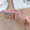 Women's Wallet Women's Short Fashion Contrast Color Stitching Student Personalized Two-fold Zipper Wallet Wallet Small Coin Purse Pink