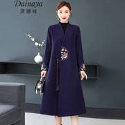 ディナヤチャイナドレス22年秋冬新作エレガント気質チャイナ婦人服チャイナスタイルデイリーインプルーブレトロ漢服ミディアムロング刺繍ウール コートレディース29ロイヤルブルーm