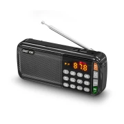 Xianke SAST N28 Radio Senior Semiconductor Wiederaufladbares UKW-Radio Mini-Audio-Multifunktions-Kartenspieler Tragbarer Walkman Enhanced Version [Schwarz] [Standard + Kopfhörer]