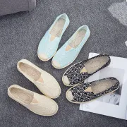 古北京布靴女子学生ワンペダル怠惰なキャンバス婦人靴漁師フラットオールマッチ豆靴通気性カジュアルシューズ単靴65ブルー37