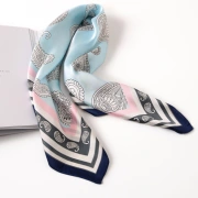 GLO-STORY silk scarf female fashion elegant small square all-match temperament decorative scarf WSJ814049 light blue