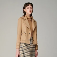 Yanyu21クラシックファッションコートレディース秋冬通勤気質シングルブレストラペルレディースコートキャメルxl 42