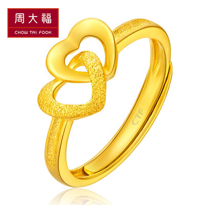 CHOW TAI FOOK Heart to Heart Large Edition Pure Gold Ring (labor