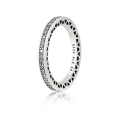 PANDORA white sparkling heart ring 