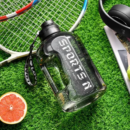 Haodi HD water cup large-capacity sports kettle tons of barrel net red sports fitness male and female students portable plastic space pot matt vitality black - high temperature resistant 1.7 liters [food grade PC]
