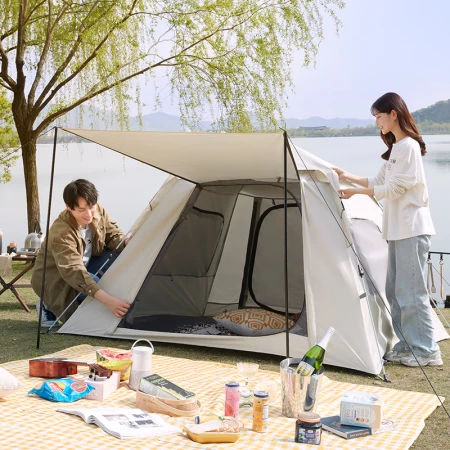 Beijing-Tokyo Park Quick Opening Tent Main Hall Outdoor Camping Tent Automatic Bouncing Storage 3-4 People Large Space Sunscreen and Windproof