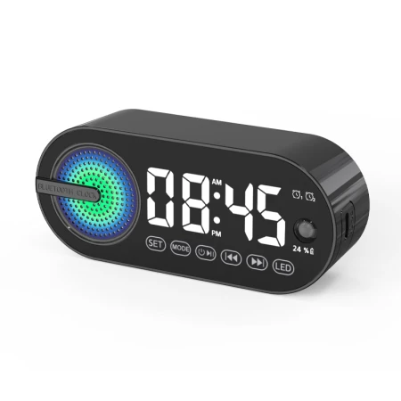 Yalanshi EARISEG-30 Bluetooth speaker desktop alarm clock student wake-up artifact AI smart card mirror colorful subwoofer Bluetooth speaker black