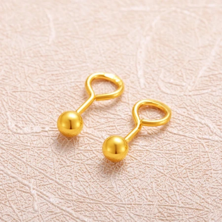 Xin Wanfu gold stud earrings for female mothers pure gold 9993D hard gold glossy peas earrings earrings for girlfriend E9279 about 0.95g