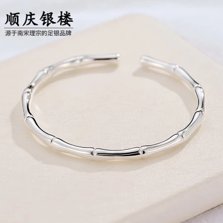 Shunqing Silver Building 9999 Fine Silver Bracelet Colored Silk Bamboo Open Bracelet Small People Send Girlfriends Birthday Gift Colored Silk Bamboo Open Silver Bracelet About 18 Grams + Certificate
