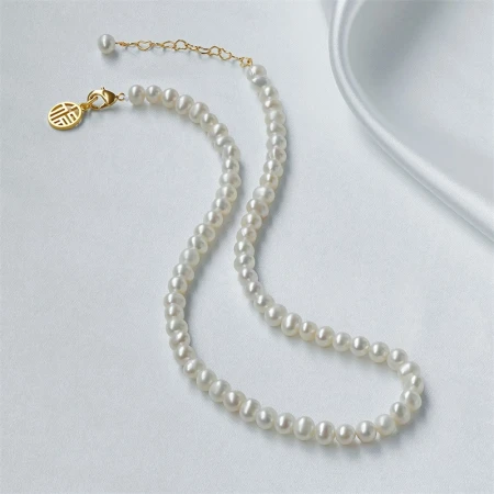 Pearl Queen Freshwater Pearl Necklace Female 5.5-6mm Near Round Clavicle Necklace Fu Brand Pendant