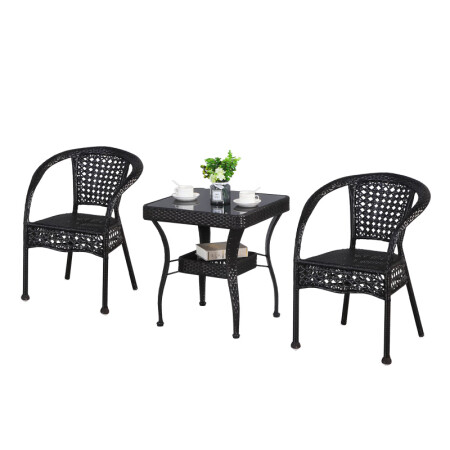 Okaiduo coffee table table and chair set rattan chair three-piece set five-piece set balcony outdoor chair leisure stool living room outdoor furniture combination rattan chair white small apartment 70 large table 80 four chairs one table gold green 80 square table