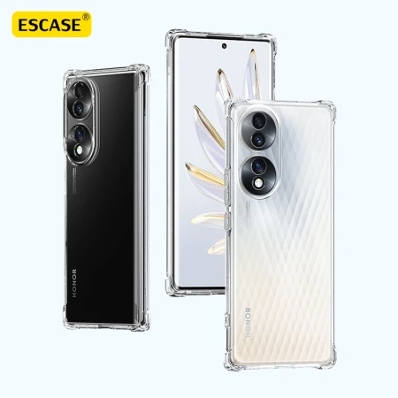 ESCASE Honor 70 mobile phone case all-inclusive drop-proof transparent protective case soft shell TPU airbag unisex with lanyard hole ES-iP9 series upgraded version transparent white
