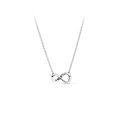 Pandora Pandora 925 Silver Shiny Eternal Symbol Necklace 398821C01 Silver Clavicle Chain Simple Design