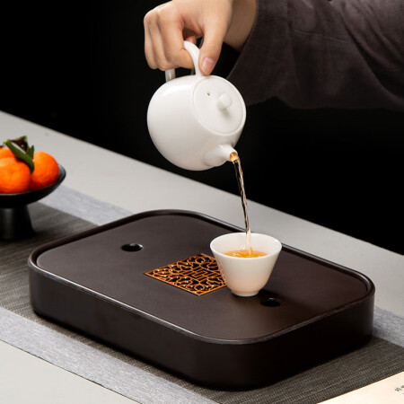 Gold inlaid jade bakelite small tea tray tea tray household water storage tea table kung fu tea set accessories 29*21*5cm mirror bakelite small tea tray