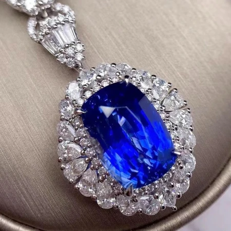 Nanyang Peninsula Sri Lanka Sapphire Pendant 18K Gold Inlaid Diamond Caibao Necklace for Concubine Diana Necklace Women's Clavicle Chain Lady Temperament Luxurious and Fashionable Pendant [Customized Deposit] Contact customer service to order, deposit 3000