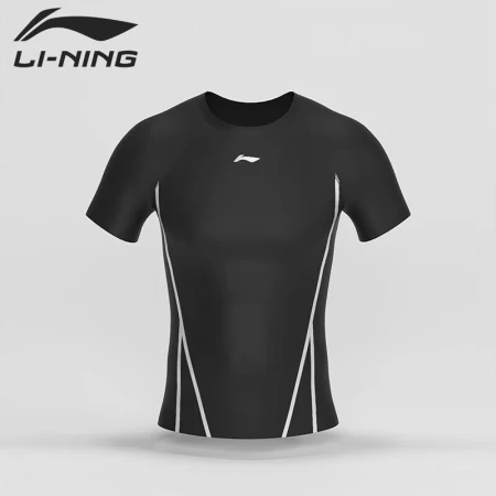 Li Ning LI-NING swimming trunks men's swimsuit suit anti-embarrassing hot spring surfing diving suit training swimsuit short-sleeved five-point swimming trunks suit LSLR022+171 black XXL