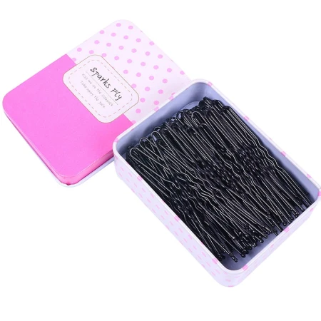 Yililuo thickened black one-word clip U-shaped clip color small hair clip Korean adult wave clip small black clip headdress bangs broken hair side hair steel clip girls invisible clip hair accessories 5.5cm wave clip [100 pieces]