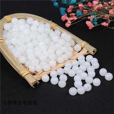 Handmade beads loose beads wholesale loose beads DIY jewelry accessories white flow glass beads string bracelet imitation jade beads braided bracelet necklace pendant rope beads imitation jade beads 20 pieces 6 mm