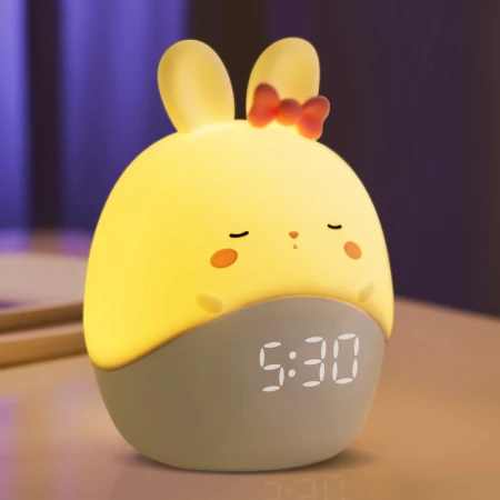Kode Jam Alarm Pelajar Lampu Malam Kartun Anak-anak Kontrol Suara Jam Elektronik Ponsel Bluetooth Hadiah Tahun Baru Natal Putri Kelinci