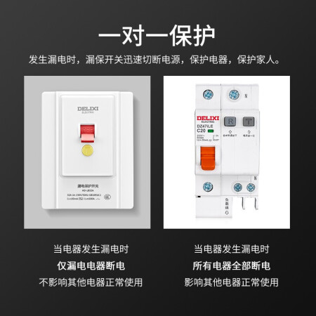 Delixi DELIXI leakage protection switch 86 type high-power switch air-conditioning socket high-power water heater switch household air open leakage protection circuit breaker 32A