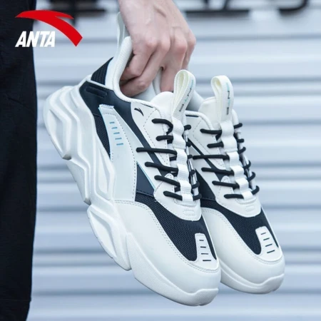 Anta men's shoes sports shoes men's 2023 spring and summer comfortable breathable running shoes casual shoes outdoor thick-soled jogging shoes-4 light rice white/black-recommended 42