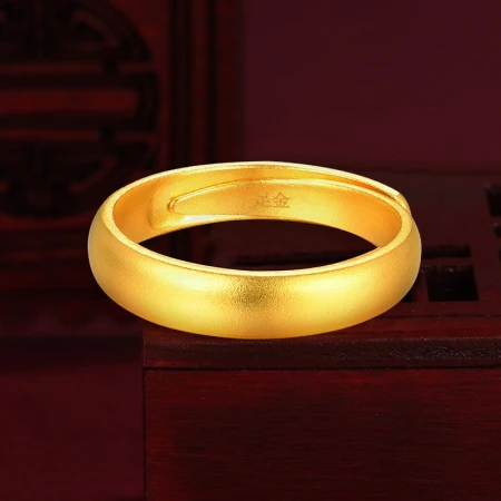 [China Gold] Gold ring ancient method wedding ring aperture ring male and female models simple fashion personality send boyfriend and girlfriend elder anniversary birthday gift live mouth ring about 7.2g