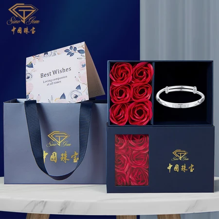 Chinese Jewelry Lucky Bracelet Women's Football Silver 999 Light Luxury Fashion Hand Jewelry Bracelet Silver Bracelet Wife Birthday Gift for Mom Unlimited Lucky Bracelet About 30g + Rose Gift Box