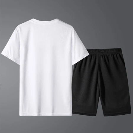 Lake rooster sports suit men's summer short-sleeved T-shirt new elastic comfortable breathable thin section quick-drying casual underwear 8805 black 3XL about 145-160 catties