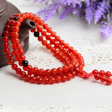 Shiyue jewelry 6mm red agate hand string Buddha beads 108 multi-circle long bracelet crystal agate women's models