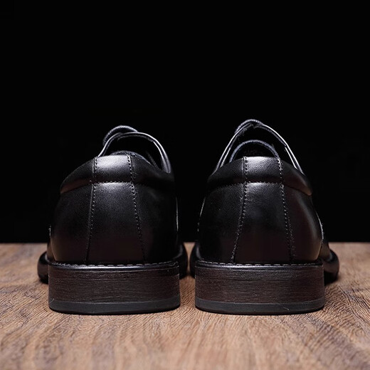 Shen Caizi's high-end formal leather shoes for men's business casual shoes horse leather derby shoes for young people's suit shoes genuine leather men's shoes for British black high-end horse leather 40