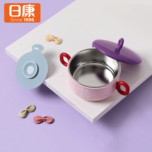 Rikang (rikang) children's tableware supplementary bowl Baby tableware insulation bowl Stainless steel baby bowl RK-C1006 pink Stainless steel bowl Blue