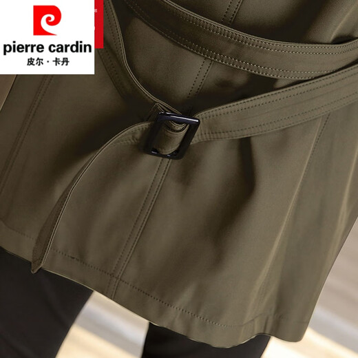 Pierre Cardin light luxury mid-length windbreaker men's coat autumn and winter 2026 new double-breasted high-end jacket men's coat 2158 black 190