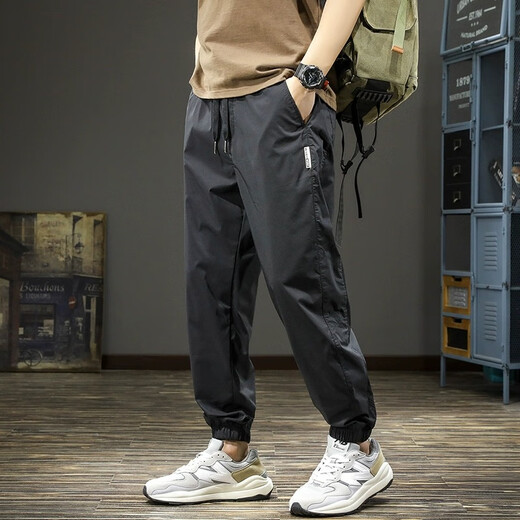 JEEP SPIRIT Jeep 2025 Working Summer Men's Leisure Pants Loose Quick-Drying Sports Pants Thin Harlen Charge Pants Black 3XL Recommended Weight 190-210Jin [Jin equals 0.5 kg]