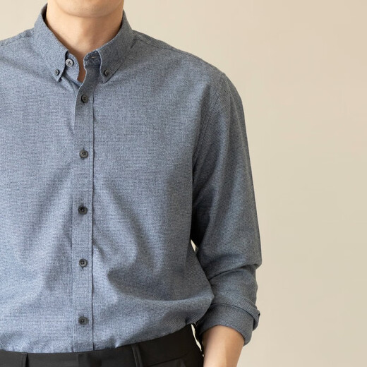 BLACKMONDAY纯棉长袖衬衫男春季新款全棉抗皱免烫男士商务休闲衬衣男 【甄选上市公司面料】藏青 XL (180)