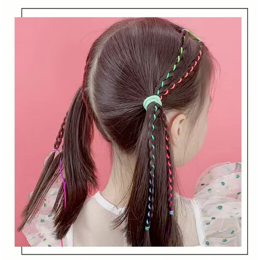 Jingji braided colored rope braided hair chain, dirty braided headband, seven-color gradient braid, ethnic style hair rope braid, hip-hop ribbon, 3 styles, 64 strands in total