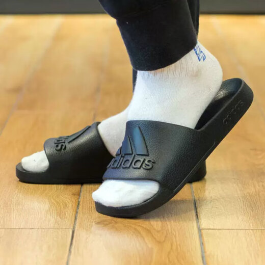 阿迪达斯 （adidas）拖鞋男鞋女鞋2025夏季新款户外运动沙滩鞋轻便透气休闲一字凉拖 IF7371黑色 38