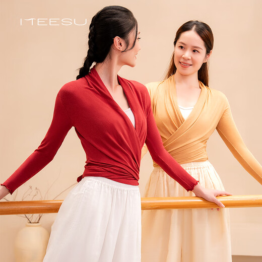 Meesu Yoga outer blouse with straps for women, professional sportswear, Pilates, slim fit, casual sports, lazy style, autumn and winter long sleeves, withered rose single blouse S