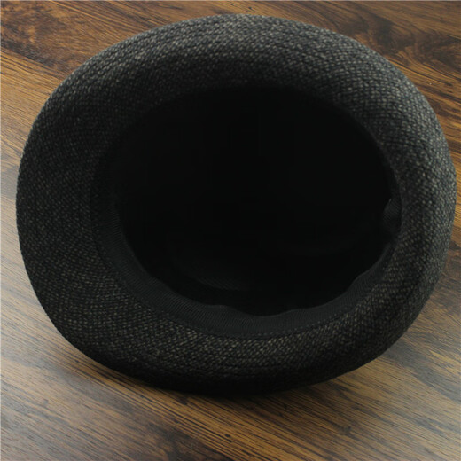 Zhenyi top hat for men, middle-aged and elderly people, woolen warm jazz hat, old man hat, cloth strip B, woolen quality, navy blue M (56-58cm)