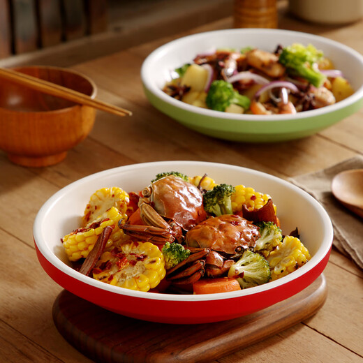 Duo Meiran hotel ceramic casserole dry pot pot commercial restaurant alcohol stove heating candle insulation open stove pot small hot pot 9-inch red (dual ears) shallow pot + stove base round body