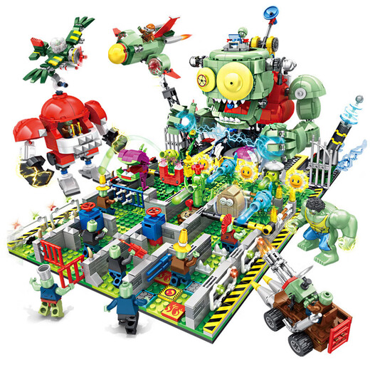 Neue Bausteine ​​für Jungen versammelten Ninja -Serienpflanzen gegen Zombies 10 Jahre alte kompatible Lego -Spielzeuge verbessert die Version von Zombies Crazy Backyard [687 Geschenkbox]