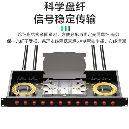 Hainai FCSCST12 PORT 24 Port Faser-Anschlusskastenverteilungsrahmen Einzelmodus Einzelmodus Full-Fit 1U Rack Typ 12 Core 24 Core Optical Kabel Fusion Verdrahtungskasten-Box-Box Dicked ST12 Core 1U Single-Modus-Fusion Fusion Heckfaserflansch (1 Stück)